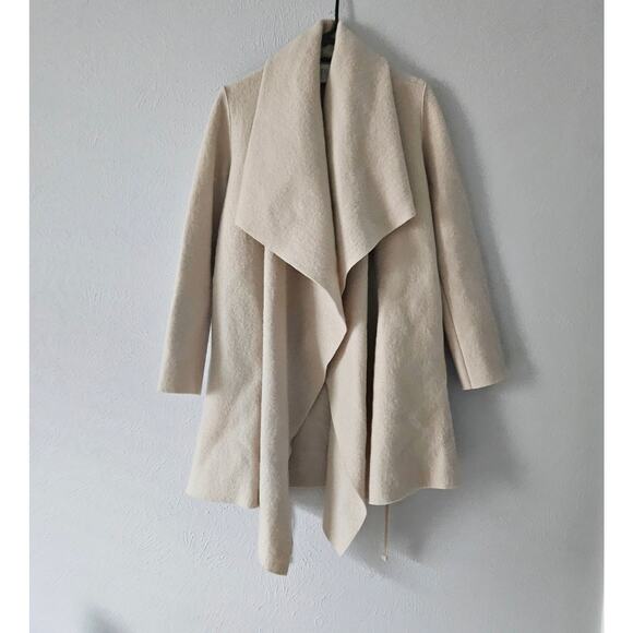 Harris Wharf London Women's Cream Neutral Minimalist Virgin Wool Coat XS - Picture 1 of 16